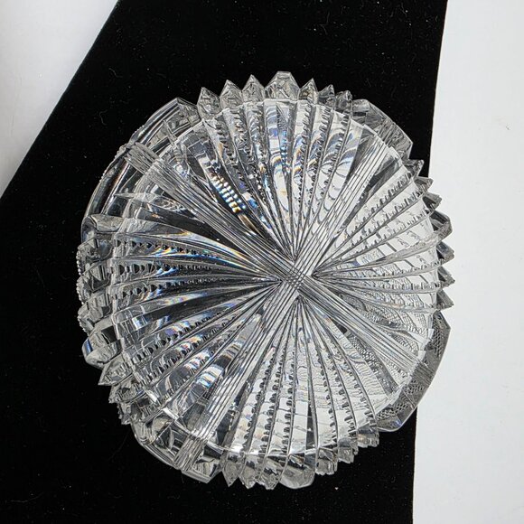 Vintage Clear Cut Glass Candy Jar With Lid Tulip 3" High 4.25" Diameter - Picture 9 of 14